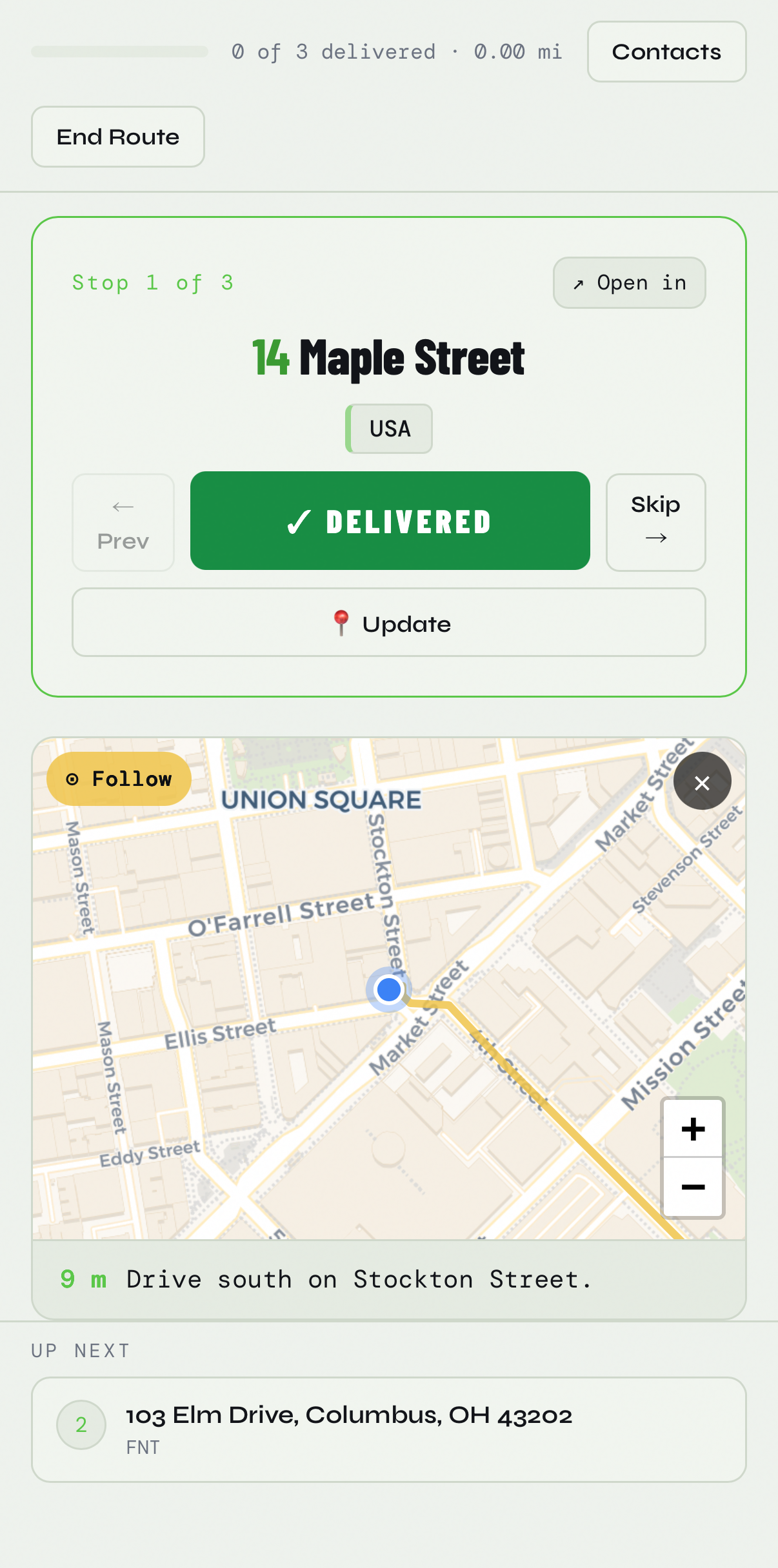 Driver Delivery View